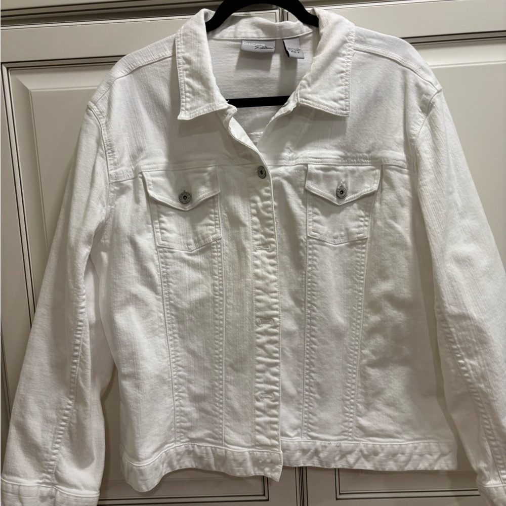 Chico's White Denim Jacket - Classic Trucker Style